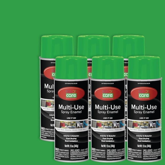 Color Care Multi-Surface Enamel Spray Paint and Rust Inhibitor, Light Green, 12 fl oz, 6-Pack