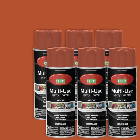 Color Care Multi-Surface Enamel Spray Paint and Rust Inhibitor, Red Oxide Primer, 12 fl oz, 6-Pack