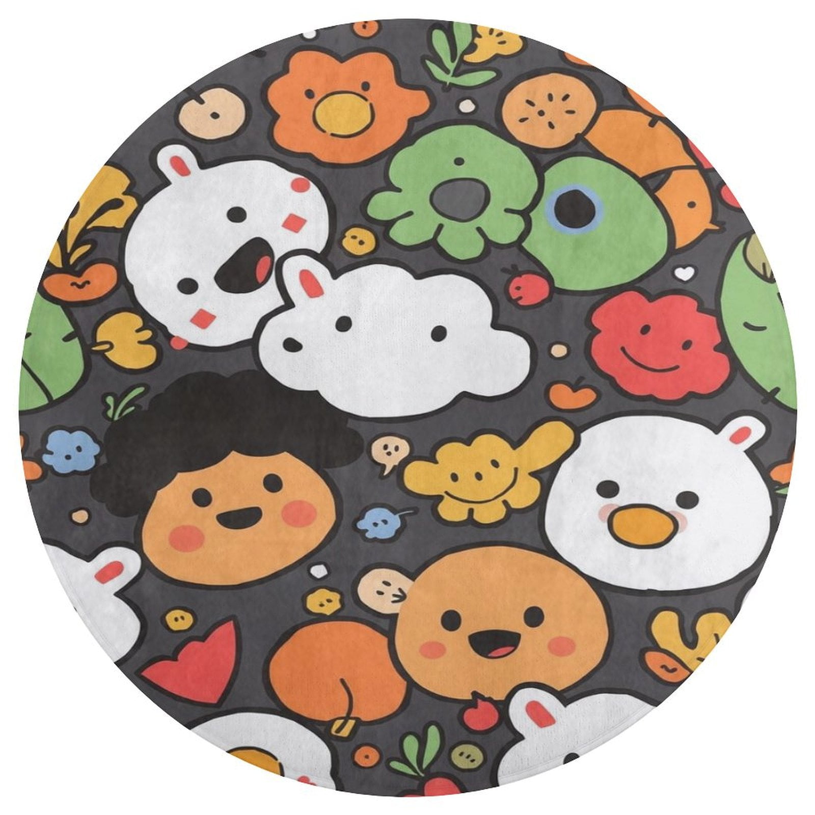 Color Cartoon Pattern Round Area Rug Floor Carpets Washable Indoor ...