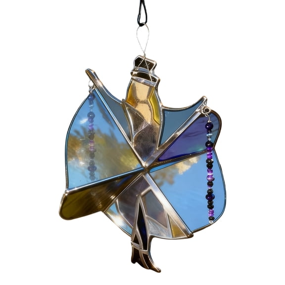 Color Catcher,Twirl It Ornament Spinner,Handmade Stained Glass Spinner, Dancing Pattern for Stained Glass Spinner Memphis Melody Spinner, Kinetic Dancing Pattern DIY Sunlight Catcher, Artistic