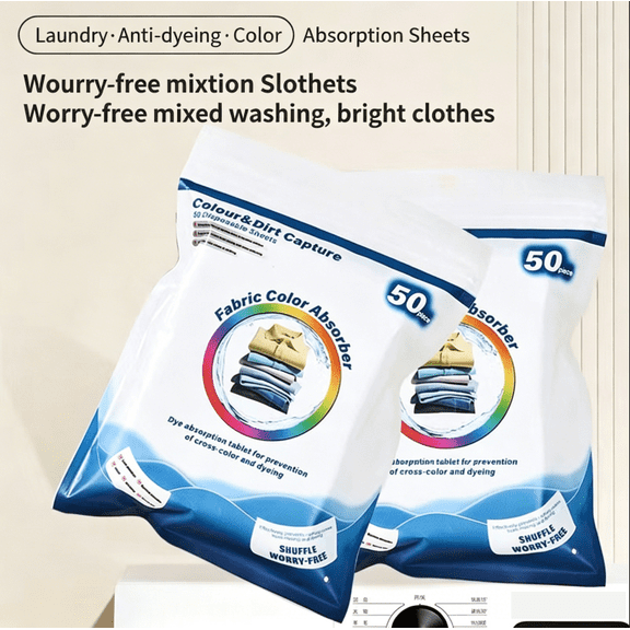 Color Catching Laundry Sheets,100 Sheets Dye Trapper Paper Prevents Color Bleeding, Dyes Transfer Absorber for Mixed Loads Washing Safe, One-Sheet Per Load Convenience for All Fabrics