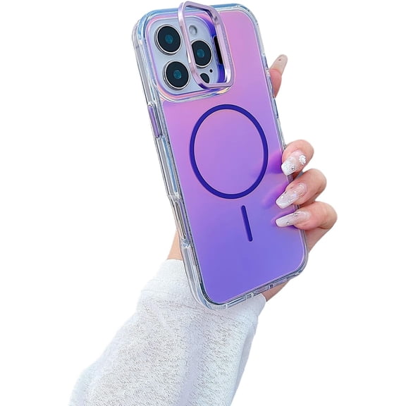 Color Change Camera Bracket Magnetic Phone Case for iPhone, Compatible with (Blue,iPhone 17 Pro Max)