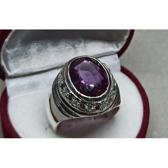 Color Changing Alexandrite Gemstone 7 Carat Oval Cut Alexandrite Ring 925 Sterling Silver Handmade Mens Ring June Birthstone Ring Gift For Him