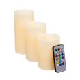 thumbnail image 1 of Color Changing Battery Operated Flameless LED Wax Pillar Candle w/Remote, Set of 3, 1 of 1