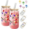 thumbnail image 1 of Color Changing Christmas Cup, Cute Color Changing Glass Cup, Bamboo Leakproof Lid & Steel Straw, Reusable Travel Mug for Iced Coffee, Smoothie, Cocktail, Xmas Party Decoration Gift Tumbler(#2A,380ML), 1 of 6
