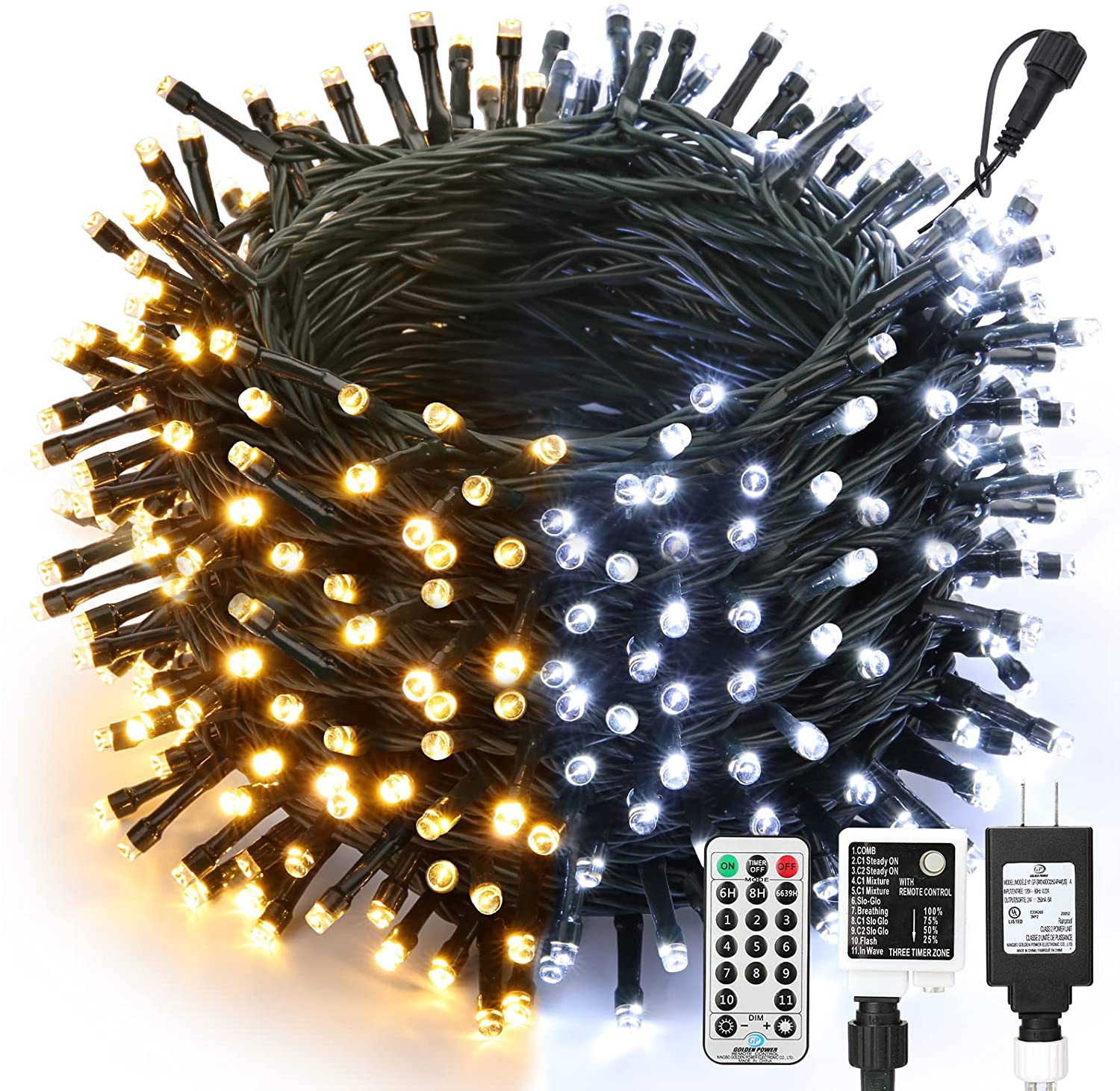 Color Changing Christmas Lights, 115ft 300 LED String Lights 11 Modes Timer with Remote
