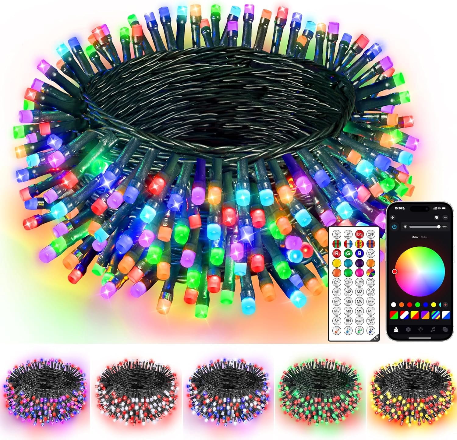 Color Changing Christmas Lights, 66FT 200 LED RGB Christmas String ...
