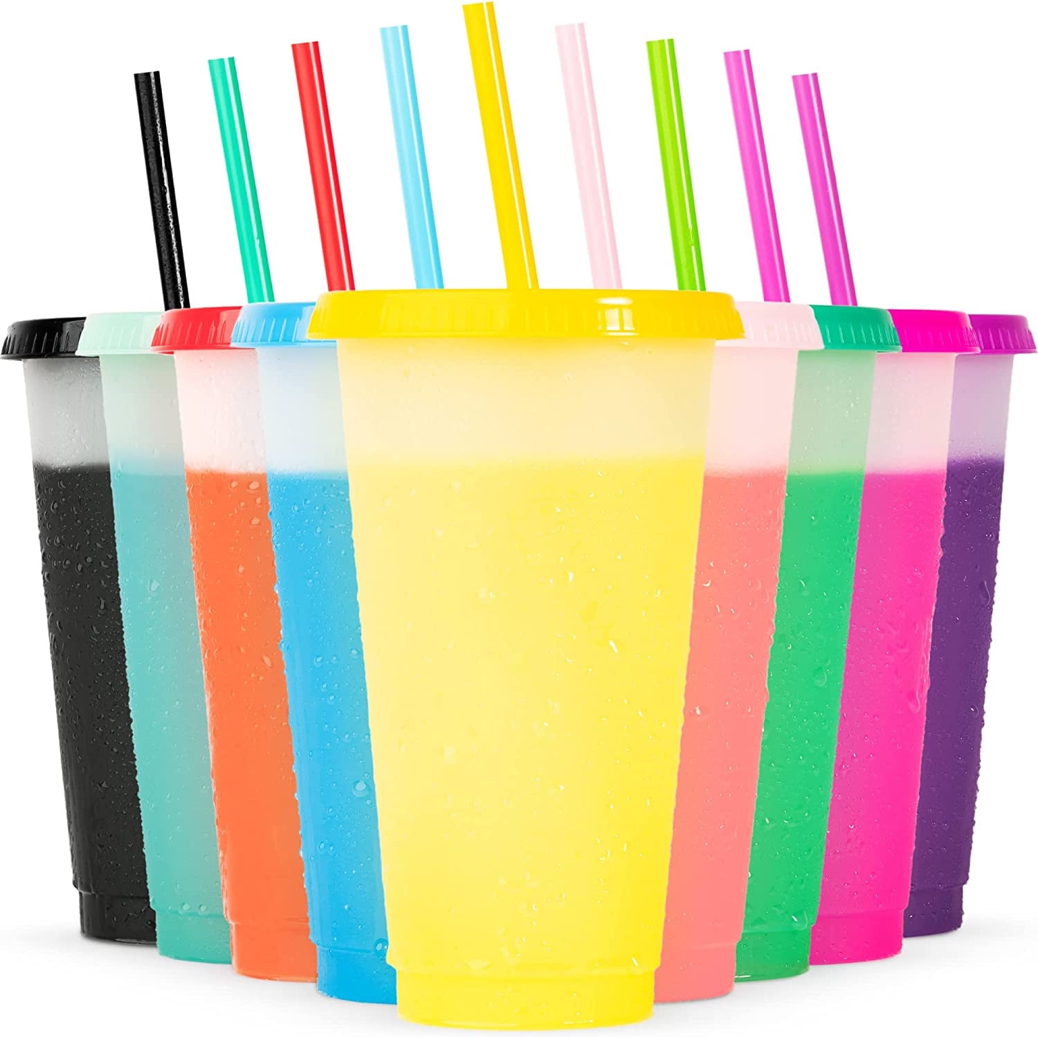 Meoky Plastic Cute Cold Cups with Lids and Straws Bulk for Iced Coffee - 6  Pack 24 oz Color Changing…See more Meoky Plastic Cute Cold Cups with Lids
