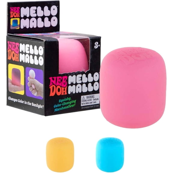 Color Changing Dough Filled Squishy - Mello Mallo Sunlight Reactive Marshmallow Toy, Soft Sensory Stress Ball for Desk Calming, Photochromic Cylinder Fidget for Anxiety Relief (1 Random Color)