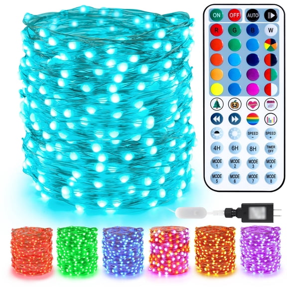 Color Changing Fairy Lights, 66ft 200 LED Dimmable String Lights with Remote, 350+ Modes, Music Sync & Timer for Xmas, Easter, Halloween, Wedding, Party, Home Decor, Tree, Porch - Pastel & Rainbow