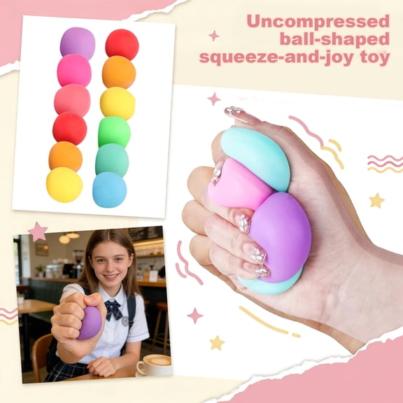 Color Changing Flour Stress Ball, Slow Rising Squeezetoy 12 Pack, Soft Sensory Fidget Set for Anxiety Relief, Party Favors for Teens and Adults