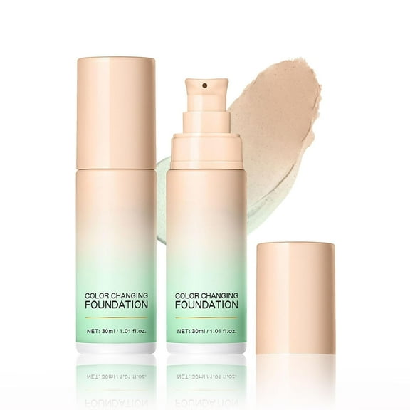 Color Changing Foundation Liquid - Color Changing & Matching Foundation, Full Coverage Waterproof & Hypoallergenic, Flawless Coverage for Wrinkles & Lines Long-Lasting Oil Control Formula