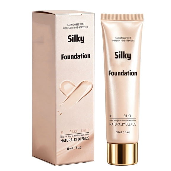Color Changing Foundation For Mature Skin, Silky Glow Liquid Foundation, 2-In-1 Hydrating And Lightweight Liquid Foundation, Hydrating Face Makeup Base, Long Lasting Natural Finish, 40g