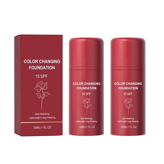 Color Changing Foundation - Skin-Matching Adapting Liquid Hydrating Foundation, Self Adjusting Natural Finish, Blurs Imperfections & Fine Lines