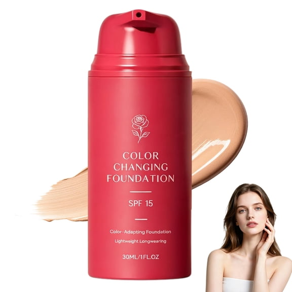 Color Changing Foundation, Skin Tone Adapting Liquid Foundation, Lightweight Buildable Coverage for All Skin Types, 1 fl oz