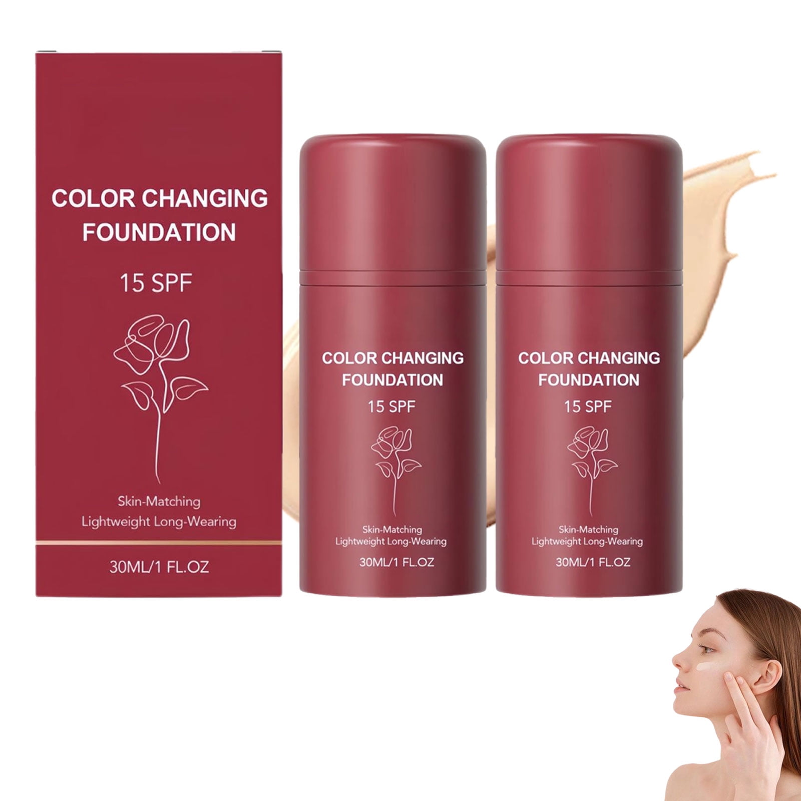 Color Changing Foundation, Skin Tone Adapting Liquid Foundation for ...