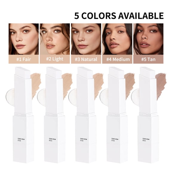 Color Changing Foundation Stick,2-in-1 Dual Ended Full Coverage Foundation Stick with Brush ,Skin fit, Satin Glow Finish,Create a Natural Lightweight Dewy Finish Base Makeup