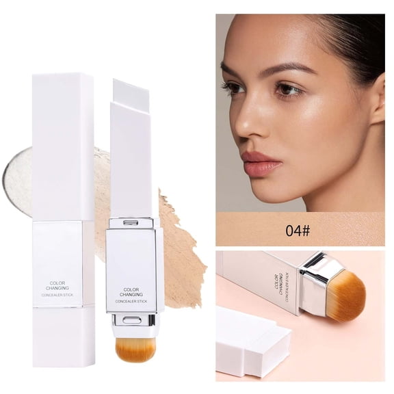 Color Changing Foundation Stick, Double Ended 2-in-1 Brightening Foundation Balm for Even Skin Tone