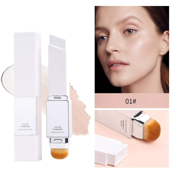 Color Changing Foundation Stick, Double Ended 2-in-1 Brightening Foundation Balm for Even Skin Tone