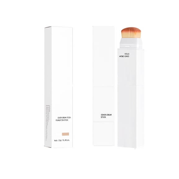 Color Changing Foundation Stick, Medium to Full Coverage Cream Stick Hydrating Makeup, Dual-Ended with Soft Brush for Flawless Look, Portable & Travel-Friendly