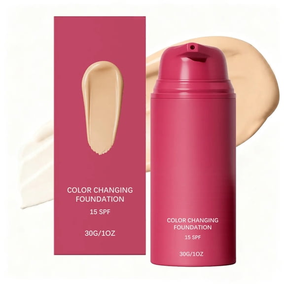 Color Changing Foundation for Women, Skin Tone Adapting Liquid Foundation, Blurs Imperfections & Fine Lines, SPF 15, Natural Flawless Finish for All Skin Types, 1.01Fl Oz