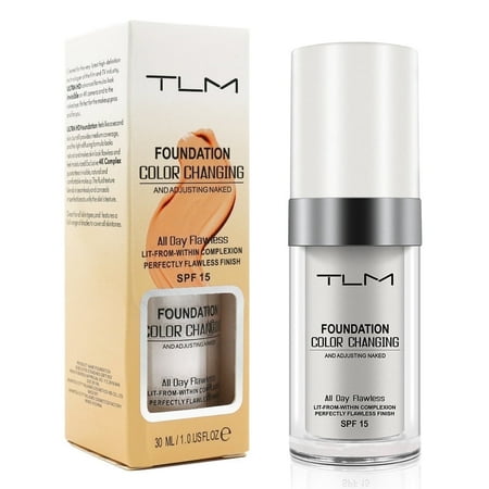 Color Changing Foundation by TLM, Liquid Foundation Makeup, All Day Flawless Age Defying, Hides Wrinkles & Lines, Sensitive Skin Safe, 1 Fl.Oz