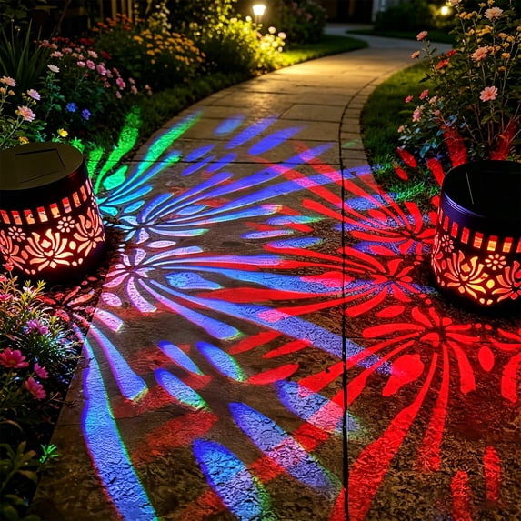 Color Changing Garden Stake Lights, Sunflower Cutout Projection Lamp for Outdoor Walkway Patio Swimming Pool Decor, #B