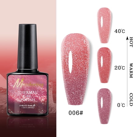 Color Changing Gel Nail Polish Glitter Temperature Mood Changing Polish Thermal UV Nail Gel Polish Home DIY Salon Manicure