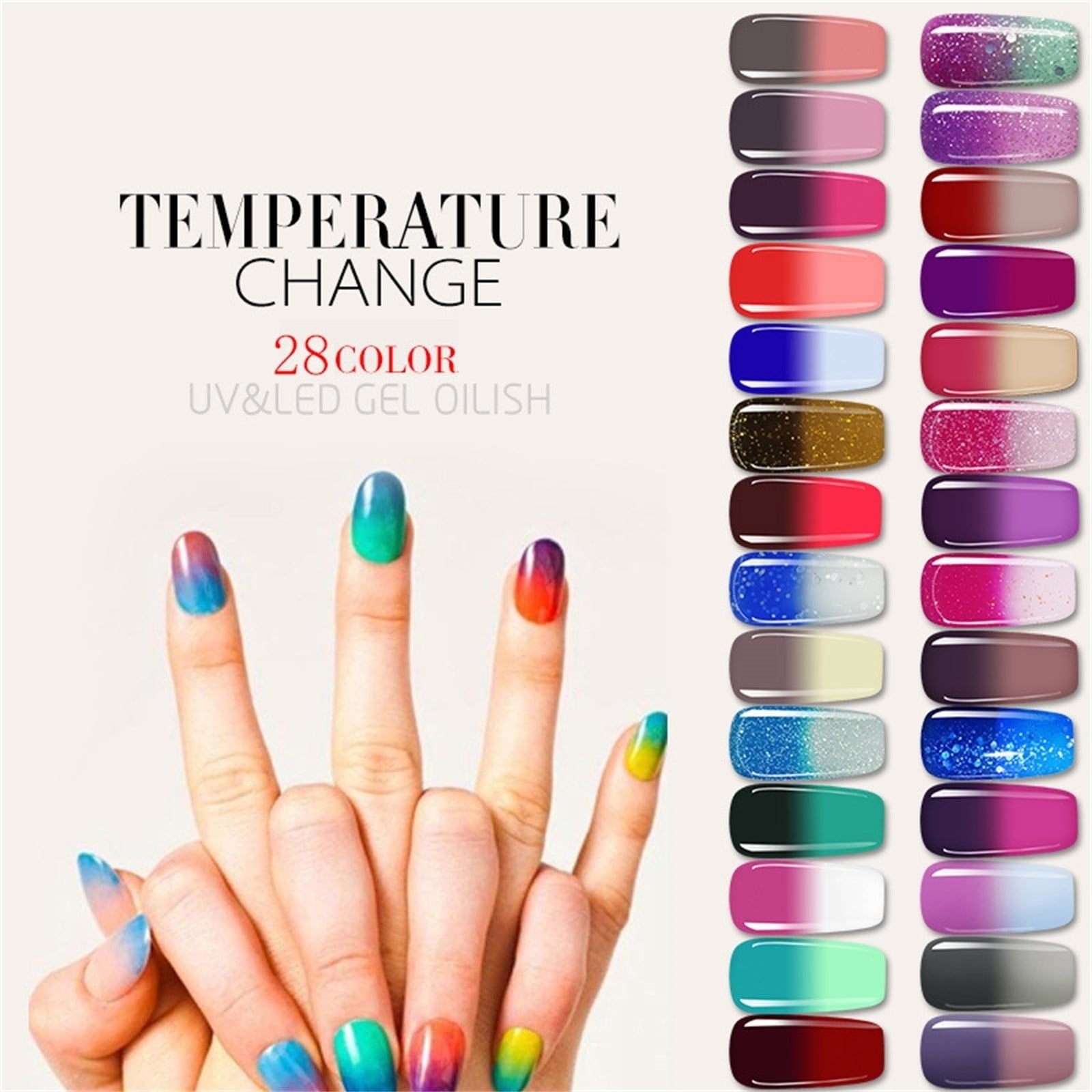 Color Changing Gel Nail Polish Set 28 Kinds of Colors Mood Temperature