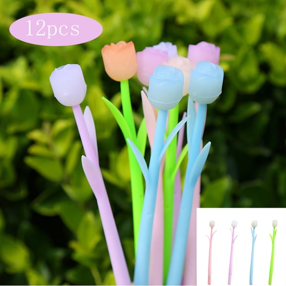 Color Changing Gel Pens, 12 Pack Rose Flower Pens with Sun-Activated Color Shift for Students, Smooth Writing Gift Pens for Women, Teachers, Valentines Day