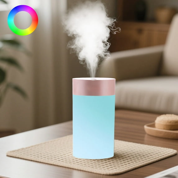 Color Changing Humidifier Color Changing Humidifier USB Mini Humidifier 400ml Quiet Desktop Humidifier for Bedroom Office with RGB Night Light Aromatherapy Diffuser Car Humidifier Pink