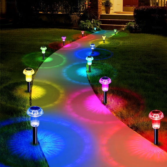 Color Changing LED Acrylic Solar Mushroom Lights Waterproof Garden Yard Patio Landscape Decor