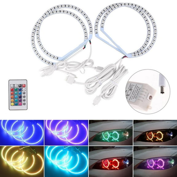 Color Changing LED Angel Eyes RGB Halo Rings Kit for BMW E46 Non Projector Headlights 2x131mm+2x146mm marker