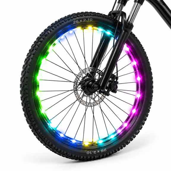 Color-Changing LED Bicycle Wheel Lights 2-Tire Pack Rechargeable for 12" to 29" Bikes