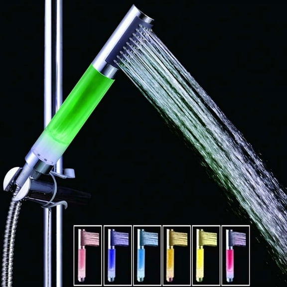 Color Changing LED Shower Head Temperature Control High Pressure Rainfall Sprayer Water Powered Glowing Handheld Showerhead for Bathroom Decor Home #014A White