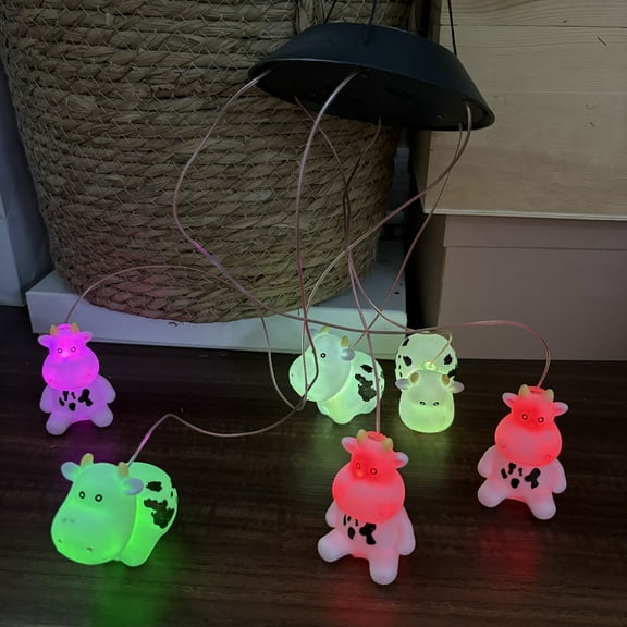 Color Changing LEDs Solar Cow Wind Chimes Lights Gift for Mom, Festival, Patio, Garden, Outdoor Farmhouse Decoration
