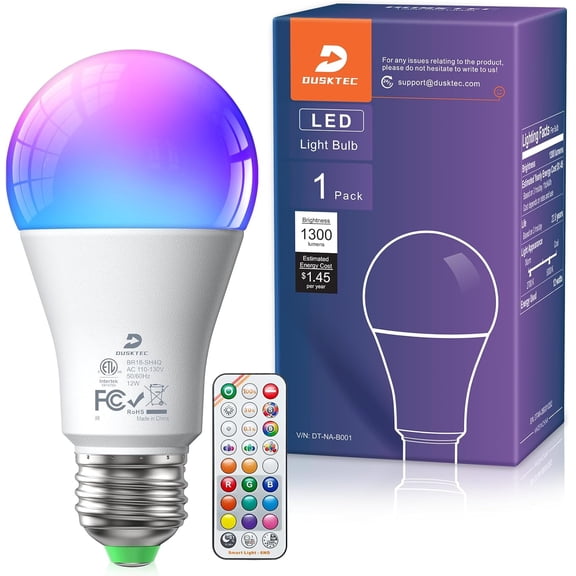Color Changing Light Bulb, LED Light Bulbs 100 Watt Equivalent with Remote Control, 9 RGB Colors & 3CCT, DIY/Timer/Sleep Mode,12W, 1300 Lumens, A19 E26 Lightbulbs for Home (1 Pack)