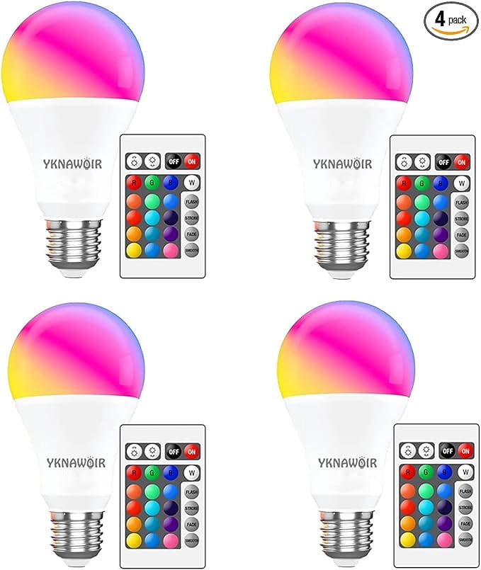 Color Changing Light Bulb with Remote, RGB Light Bulbs 9W A19 6500K ...