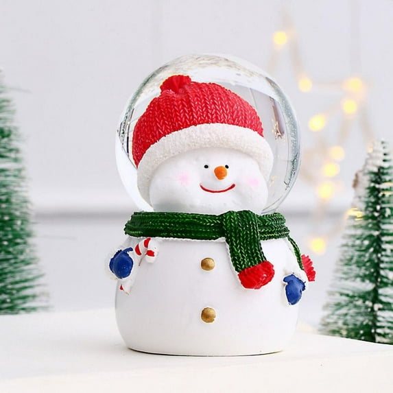 Color Changing Lighted Snow Globe, Christmas Water Swirling Glitter with Snowman Decor, Crystal Ball Christmas Home Decoration Gifts for Kids