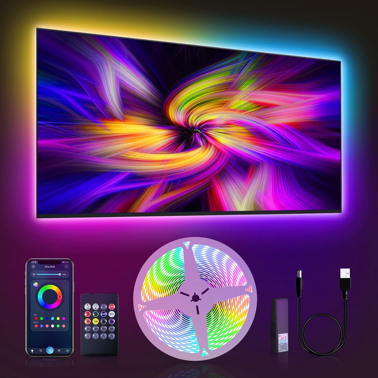 Color Changing Lights for TV, App Control with 20ft Strip - Backlight ...