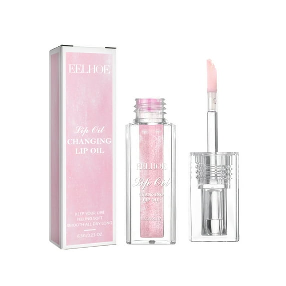 Color-Changing Lip Oil, Lip Plumping Balm, Lightening Lip Lines Non-Stick Cup Lip Gloss, Moisturizing Hydrating Non-Fading Lip Glaze with Jojoba Oil for Smooth Glossy Finish