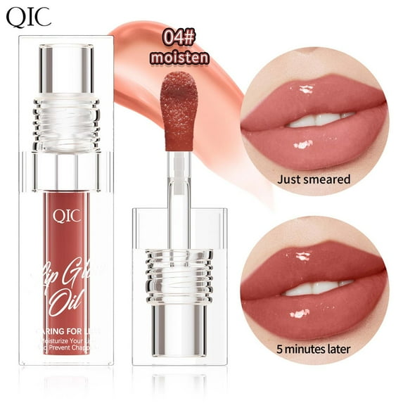 Color Changing Lip Oil, Moisturizing Lip Gloss, Hydrating Plumping Lip Treatment, Water Transparent formula with Jojoba and Camellia Oils for Natural Lip Care and Repair
