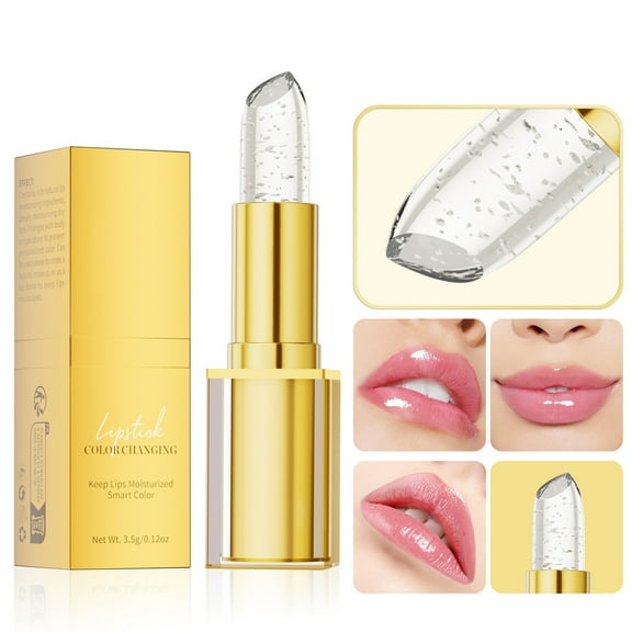 Color Changing Lipstick, Moisturizing Lip Gloss, Temperature Adaptive Hydrating Lipstick with Foil Flower Particles, Transfer-Proof Wear, Lightweight Breathable Texture, Long-Lasting Natural Finish