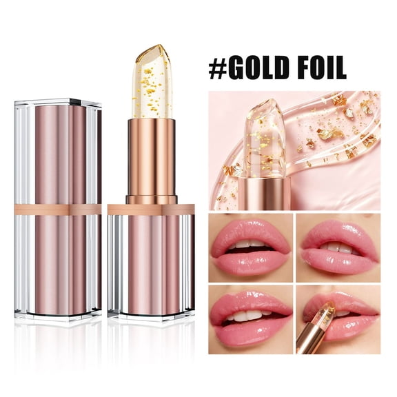 Color Changing Lipsticks, Gold Crystal PH Lipstick Color Changing, Long Lasting Moisturizing Glossy Shine Lip Gloss