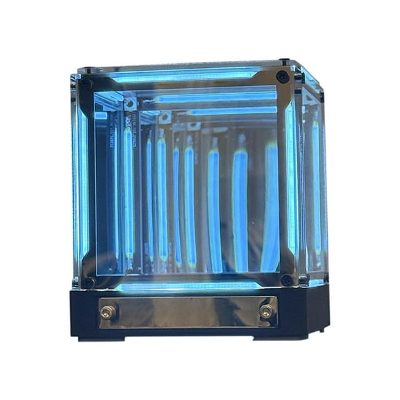 Color Changing Night Light Blue Infinity Mirror Light Blue Decor Desk Mirror with Light Decorative Night Light Led Light for Bedroom Office Desk Decor Single Pack