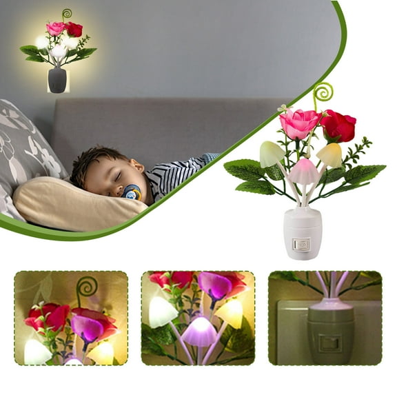 Color Changing Night Light,Plug In LED Flower Light,Mood Lighting,Decorative Night Lamp for Kids Bedroom,Nursery,Hallway,Staircase,Romantic Ambient Decor Holiday Gifts