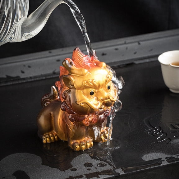 Color Changing Pixiu Tea Pet Figurine for Wealth Kung Fu Tea Table Accessory Chinese Style Ornament Home Office Decor Gift
