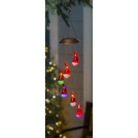 Color Changing Solar Mobile, Holiday Gnome