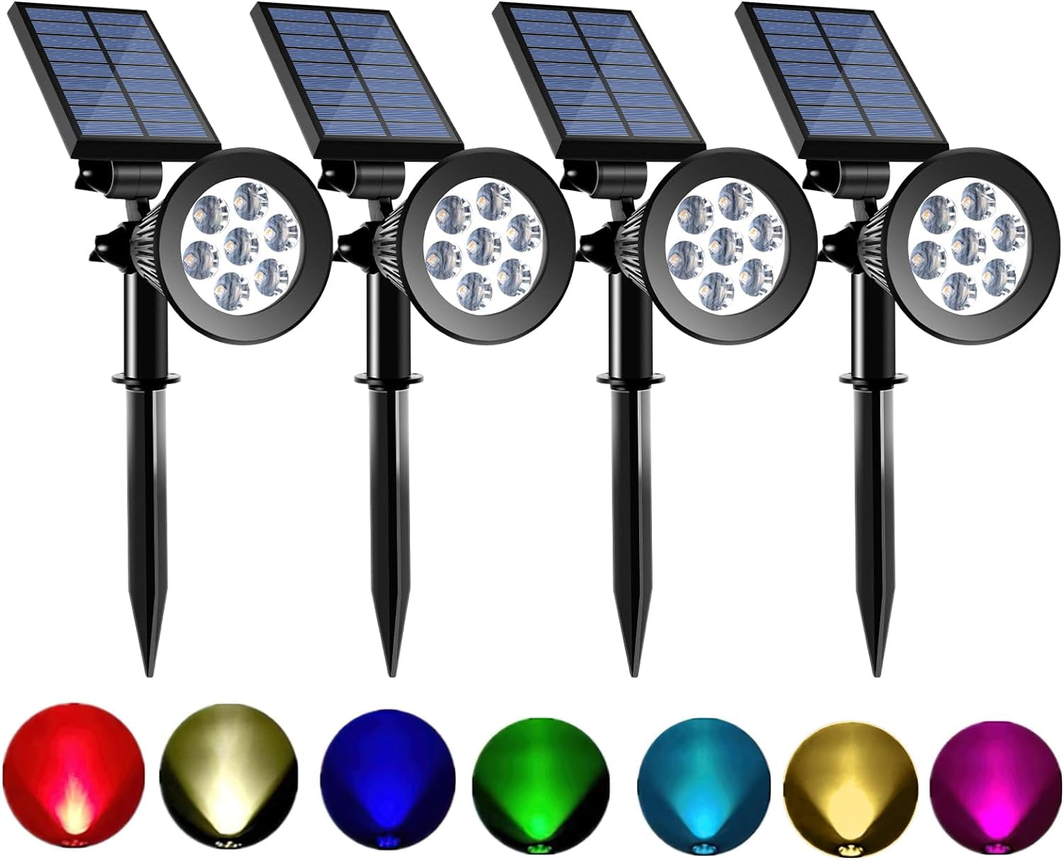 Color Changing Solar LED Outdoor Spotlight Set - 4 Pack