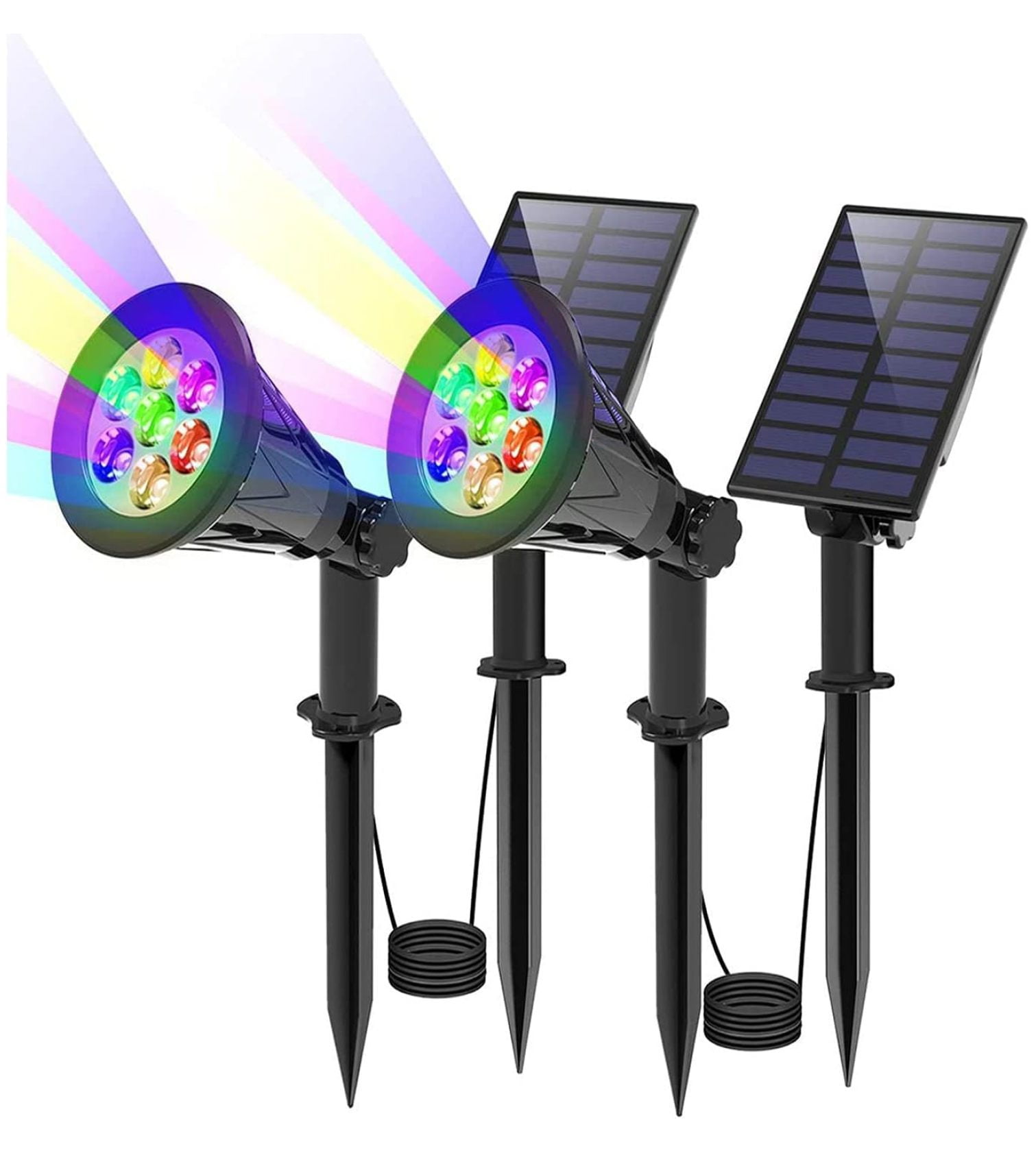Color Changing Solar Spotlights, 7 LED Seperate Solar Landscape ...